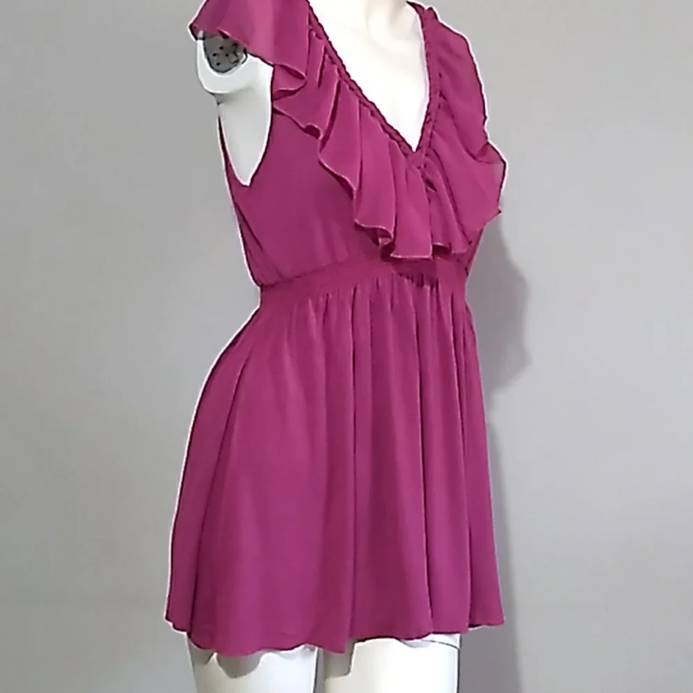 CCO New, | Robin K. | S pink blouse tunic v neck , ruffles neck BLOUSE OR DRESS - Picture 3 of 12